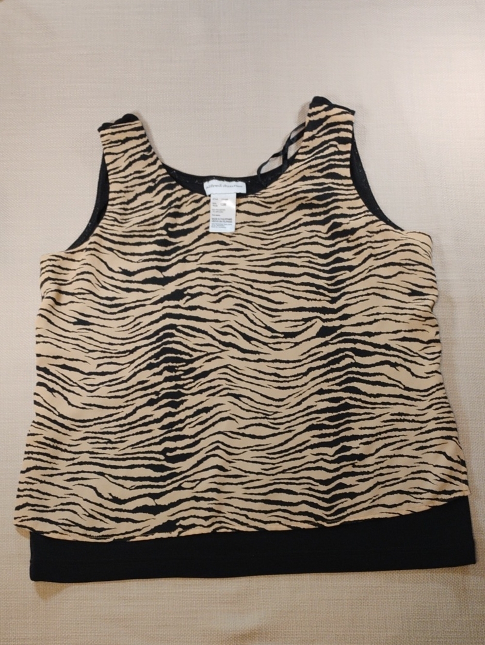 Alfred Dunner Tan & Black Zebra Print Tank
